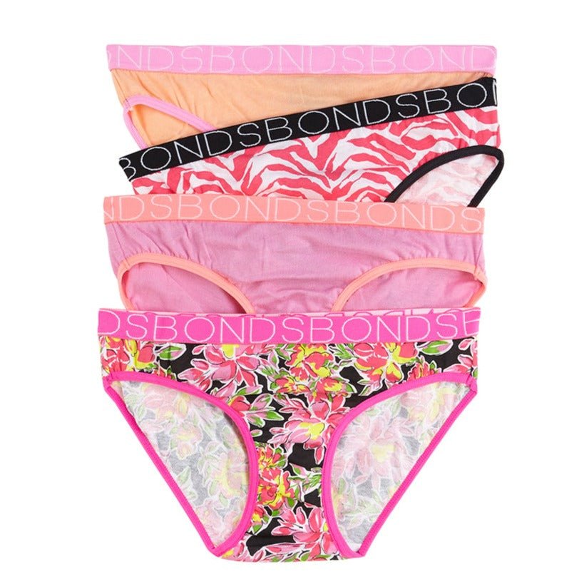 Bambinista-BONDS-Bottoms-BONDS Girls 4 Pack Bikini Underwear - Pop Candy Blooms