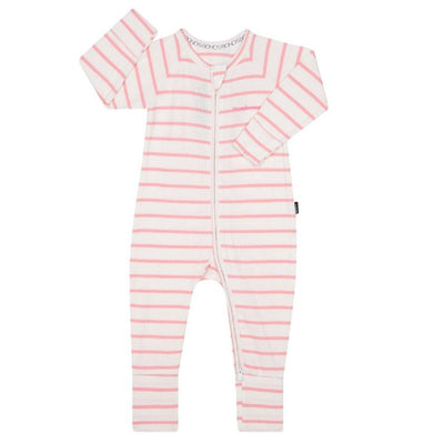 Bambinista-BONDS-Bottoms-BONDS Ribbed Zip Wondersuit Baby Romper - Marscapone / Coral