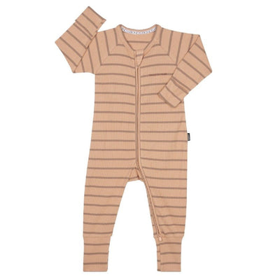 Bambinista-BONDS-Bottoms-BONDS Ribbed Zip Wondersuit Baby Romper - Spiced Honey / Coffee Time