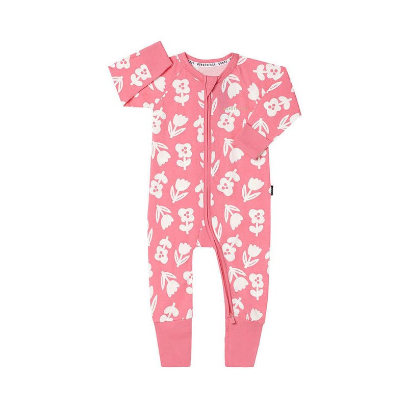 Bambinista-BONDS-Rompers-BONDS Wonderfresh Zip Wondersuit Baby Romper - Teeny Tiny Tulip Pink