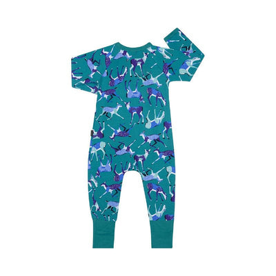 Bambinista-BONDS-Bottoms-BONDS Zip Wondersuit Baby Romper - Happy Fawn Miami Teal