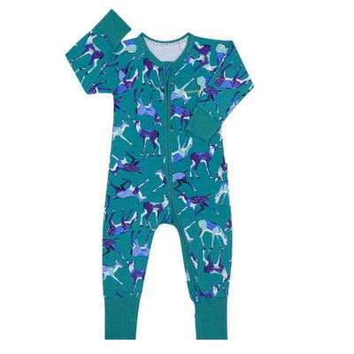 Bambinista-BONDS-Bottoms-BONDS Zip Wondersuit Baby Romper - Happy Fawn Miami Teal