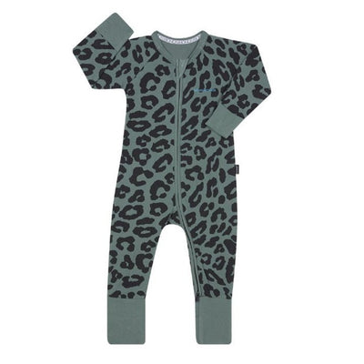 Bambinista-BONDS-Bottoms-BONDS Zip Wondersuit Baby Romper - Remixed Leopard Green