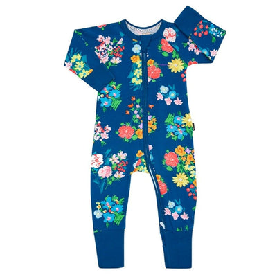 Bambinista-BONDS-Rompers-Bonds Zip Wondersuit Baby Romper - Tiny Terrace Garden Navy
