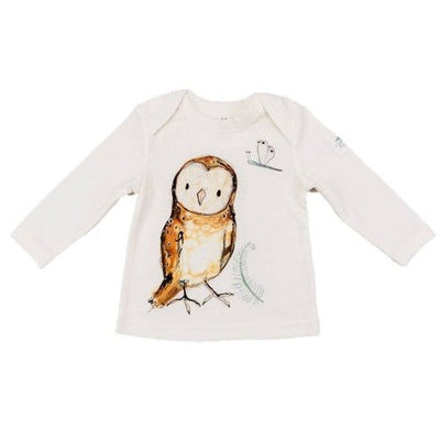 Bambinista-catherine rayner-Tops-CATHERINE RAYNER Olive Owl Print Long Sleeve T-Shirt