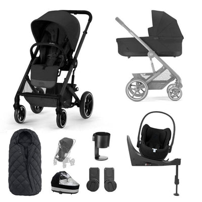 Bambinista-CYBEX-Travel-CYBEX BALIOS S Luxury Travel System with CLOUD T I-SIZE and Snogga Footmuff - Moon Black (2023 New Generation)