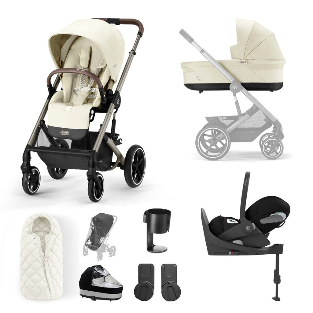 Bambinista-CYBEX-Travel-CYBEX BALIOS S Travel System (7 Piece) Luxury Bundle with CLOUD T I-SIZE -Seashell Beige (2023 New Generation)