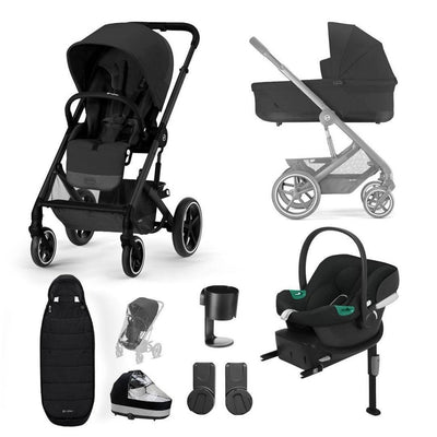 Bambinista-CYBEX-Travel-CYBEX BALIOS S Travel System Comfort Bundle with ATON B2 I-SIZE and Gold Footmuff - Moon Black (2023 New Generation)