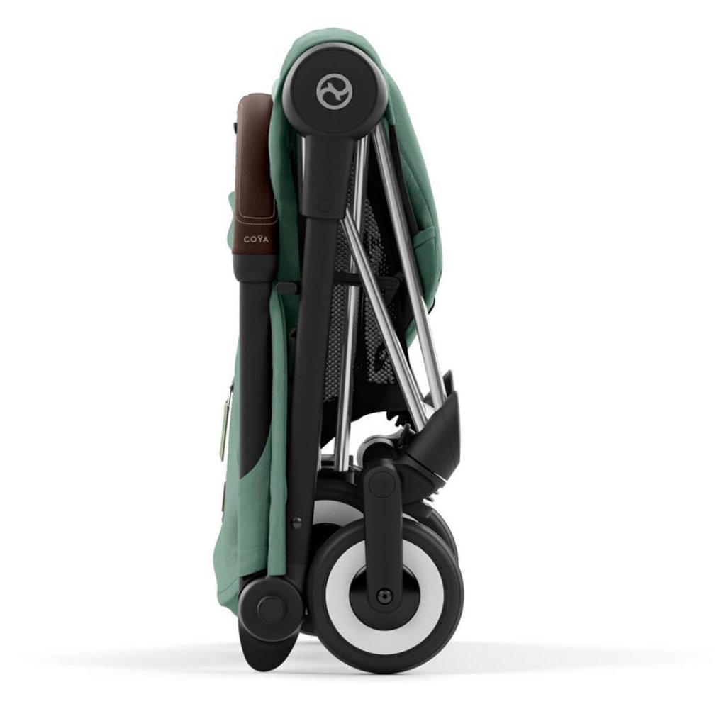 Bambinista-CYBEX-Travel-CYBEX COYA Ultra-compact Pushchair with Chrome Dark Brown Frame - Leaf Green