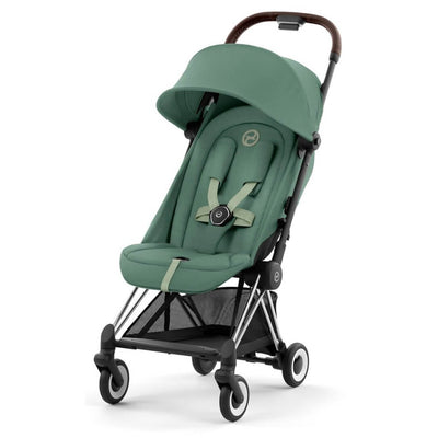 Bambinista-CYBEX-Travel-CYBEX COYA Ultra-compact Pushchair with Chrome Dark Brown Frame - Leaf Green