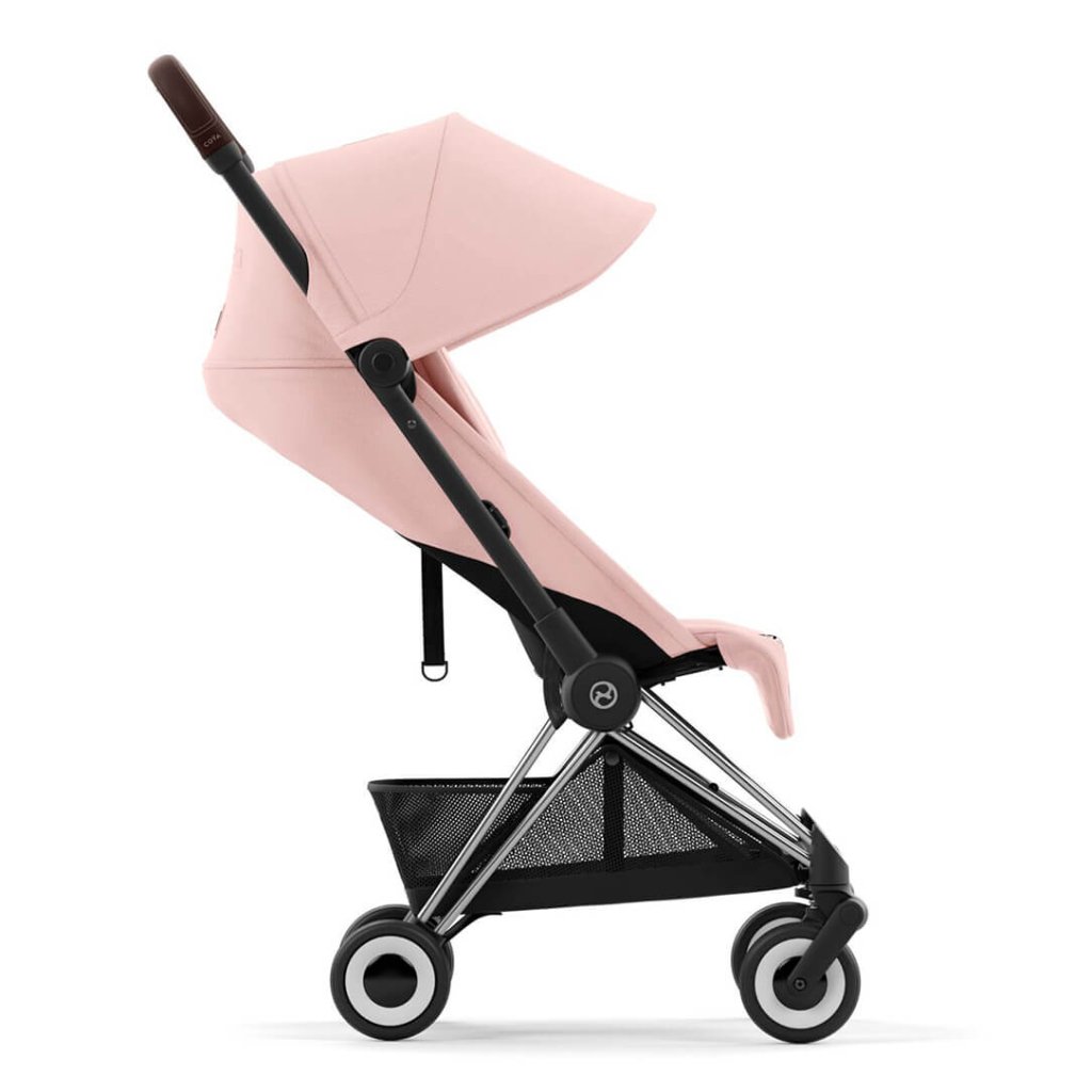 Bambinista-CYBEX-Travel-CYBEX COYA Ultra-compact Pushchair with Chrome Dark Brown Frame - Peach Pink