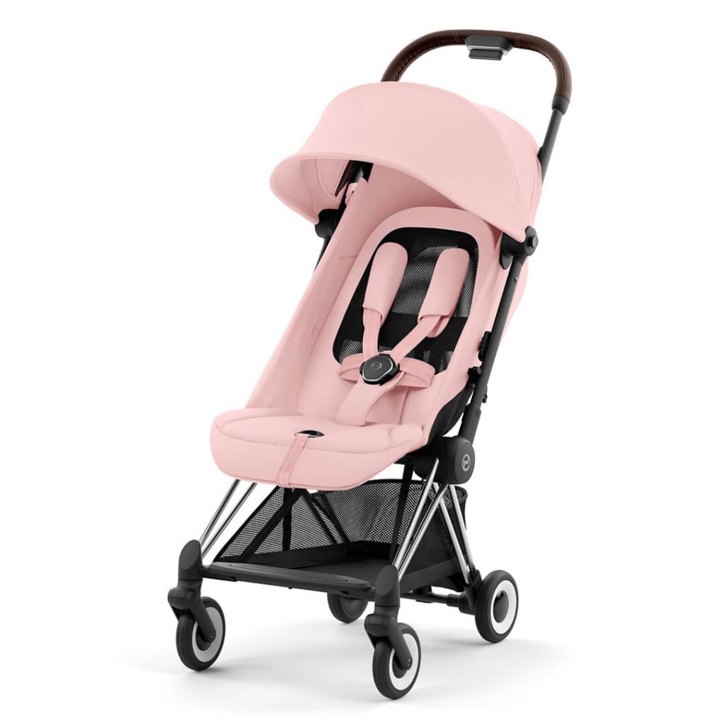 Bambinista-CYBEX-Travel-CYBEX COYA Ultra-compact Pushchair with Chrome Dark Brown Frame - Peach Pink