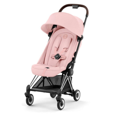 Bambinista-CYBEX-Travel-CYBEX COYA Ultra-compact Pushchair with Chrome Dark Brown Frame - Peach Pink