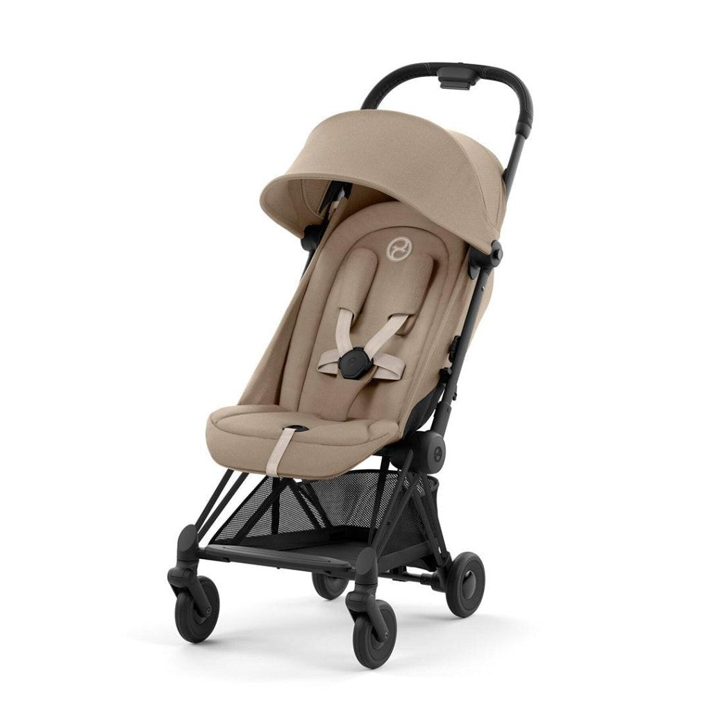 Bambinista-CYBEX-Travel-CYBEX Coya Ultra-compact Pushchair with Matt Black Frame - Cozy Beige