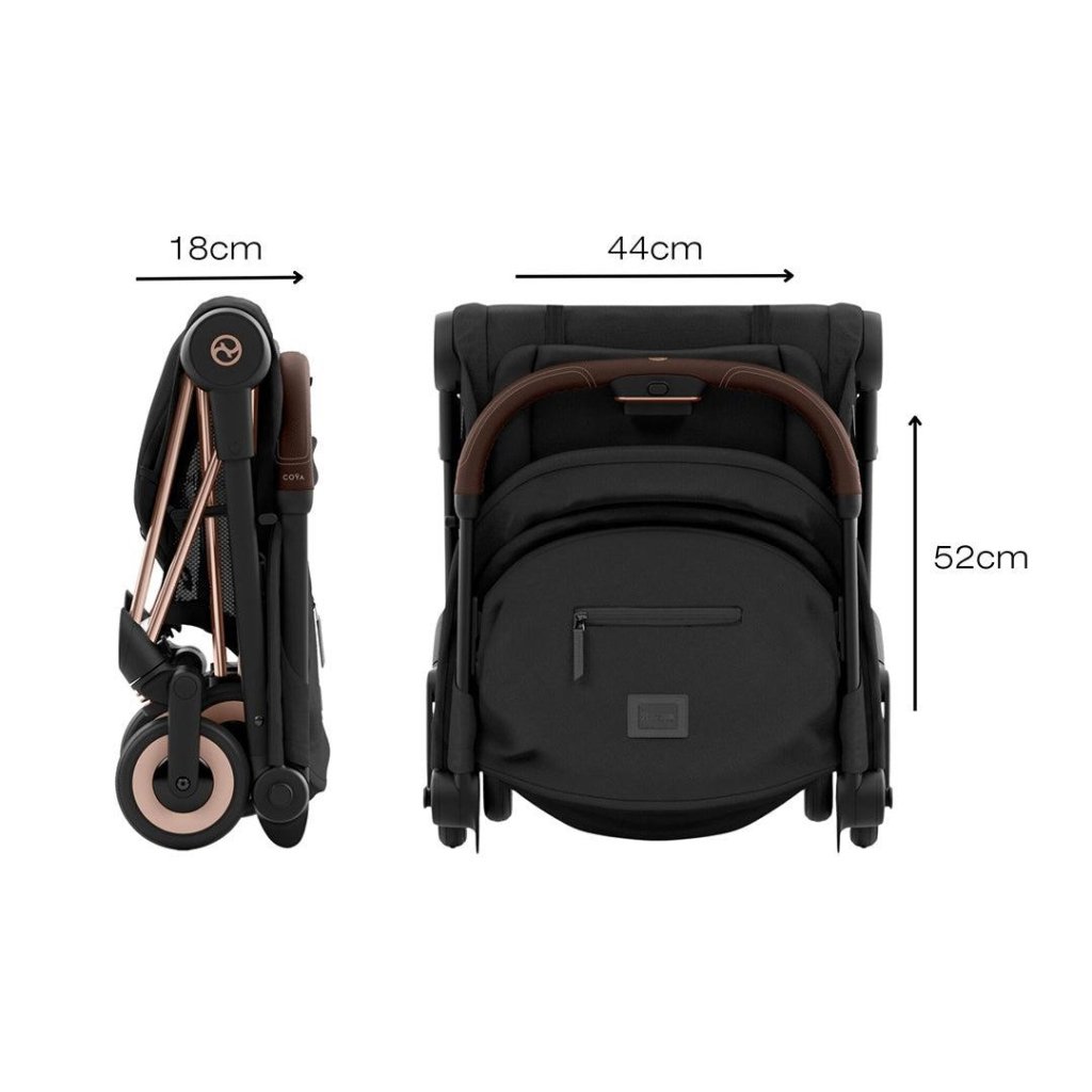 Bambinista-CYBEX-Travel-CYBEX Coya Ultra-compact Pushchair with Matt Black Frame - Cozy Beige