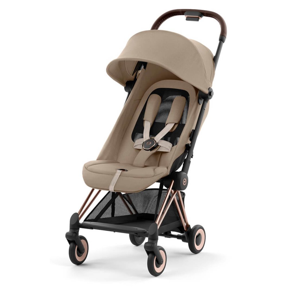 Bambinista-CYBEX-Travel-CYBEX COYA Ultra-compact Pushchair with Rosegold Frame - Cozy Beige