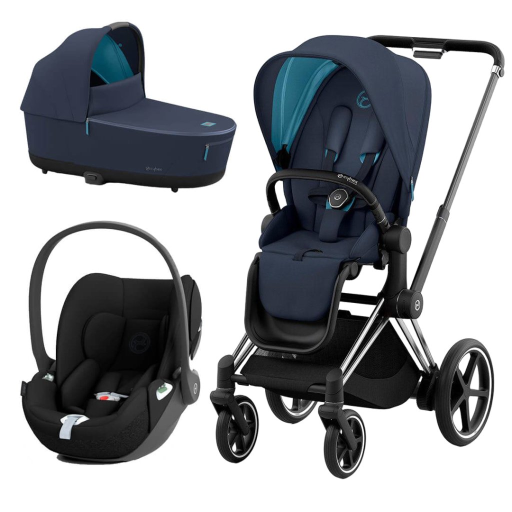 Bambinista-CYBEX-Travel-CYBEX e-Priam Conscious Collection Travel System with Cloud T and Base - Dark Navy (New Generation 2023)