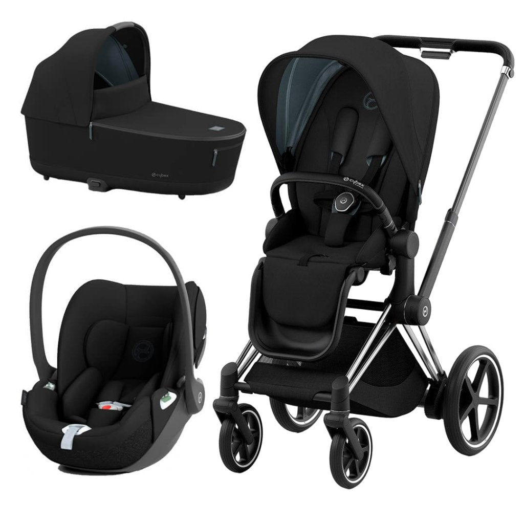 Bambinista-CYBEX-Travel-CYBEX e-Priam Conscious Collection Travel System with Cloud T and Base - Onyx Black (New Generation 2023)