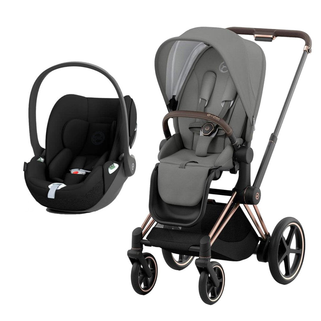 Bambinista-CYBEX-Travel-CYBEX e-Priam Conscious Collection Travel System with Cloud T and Base - Pearl Grey (New Generation 2023)