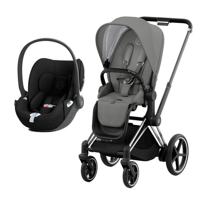 Bambinista-CYBEX-Travel-CYBEX e-Priam Conscious Collection Travel System with Cloud T and Base - Pearl Grey (New Generation 2023)