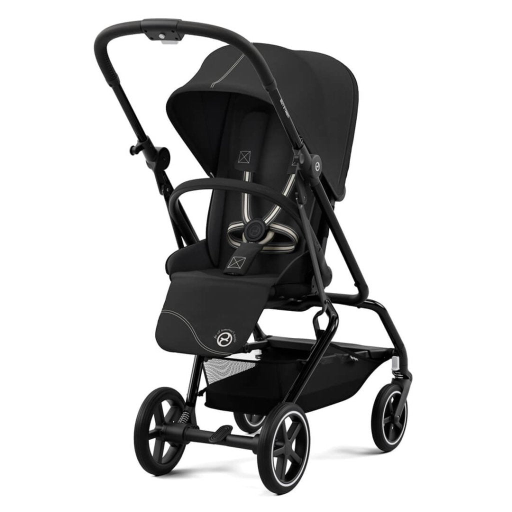 Bambinista-CYBEX-Travel-CYBEX Eezy S Twist+2 Travel System Black Frame Luxury Bundle CLOUD T I-SIZE and Base with Snogga Footmuff - Moon Black