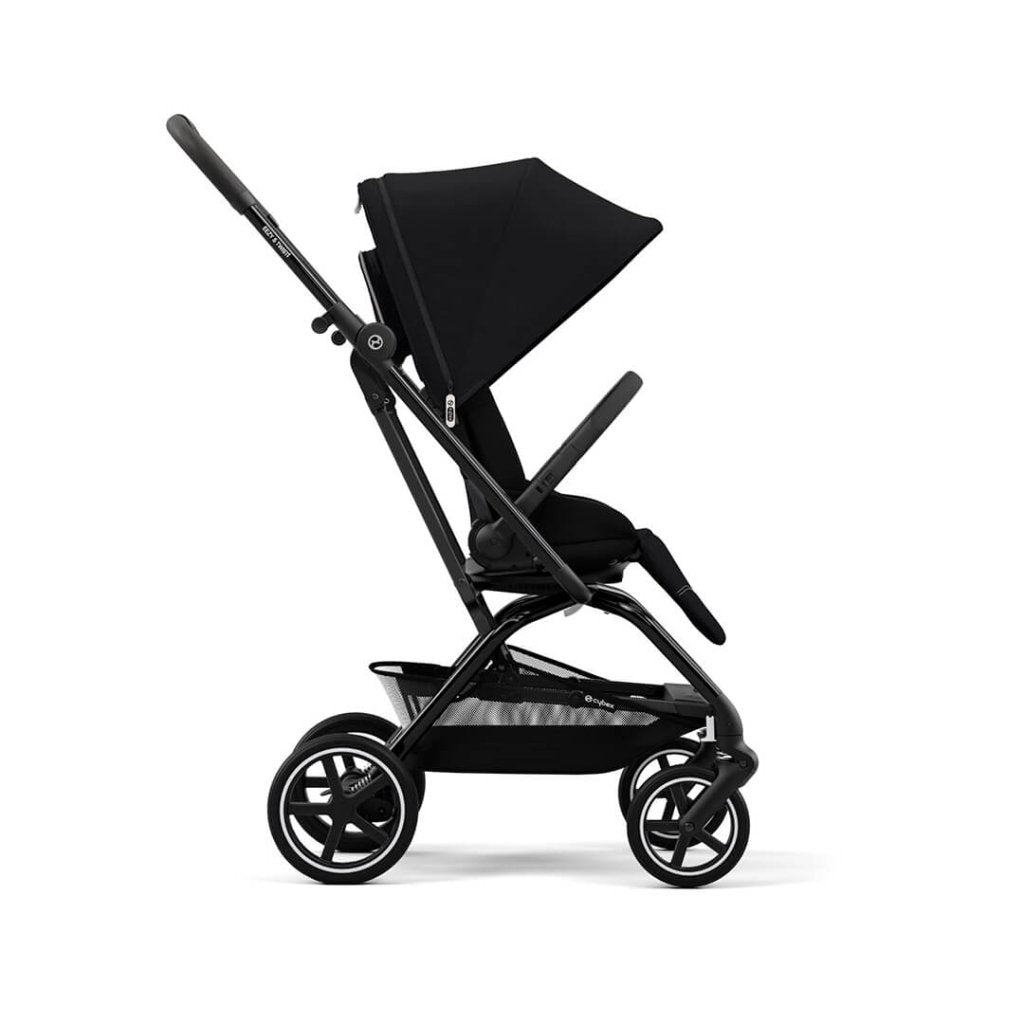 Bambinista-CYBEX-Travel-CYBEX Eezy S Twist+2 Travel System Black Frame Luxury Bundle CLOUD T I-SIZE and Base with Snogga Footmuff - Moon Black