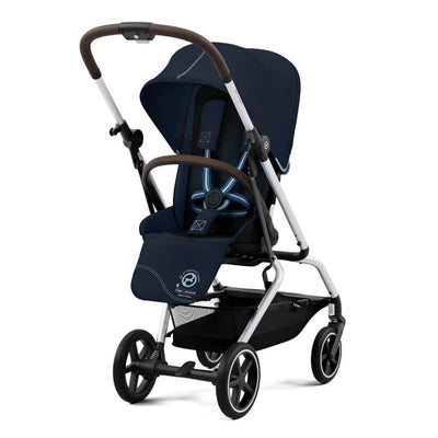 Bambinista-CYBEX-Travel-CYBEX Eezy S Twist+2 Travel System Silver Frame Comfort Bundle with Aton B2 I-SIZE and Gold Footmuff - Ocean Blue