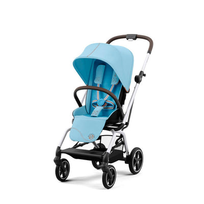 Bambinista-CYBEX-Travel-CYBEX Eezy S Twist+2 Travel System Silver Frame Comfort Bundle with Aton B2 I-SIZE and Snogga Footmuff - Beach Blue