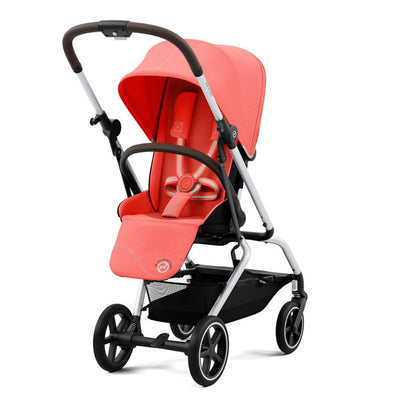 Bambinista-CYBEX-Travel-CYBEX Eezy S Twist+2 Travel System Silver Frame Comfort Bundle with Aton B2 I-SIZE and Snogga Footmuff - Hibiscus Red