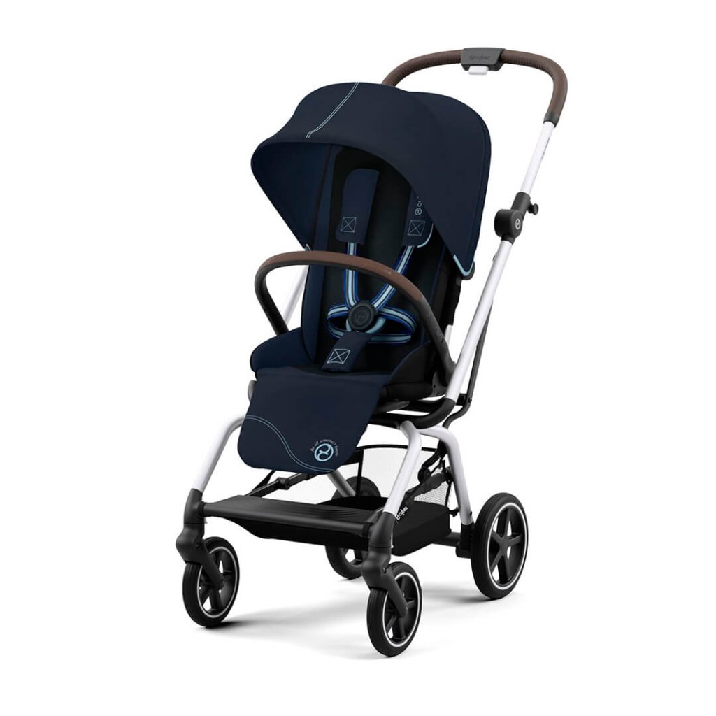 Bambinista-CYBEX-Travel-CYBEX Eezy S Twist+2 Travel System Silver Frame Comfort Bundle with Aton B2 I-SIZE and Snogga Footmuff - Ocean Blue