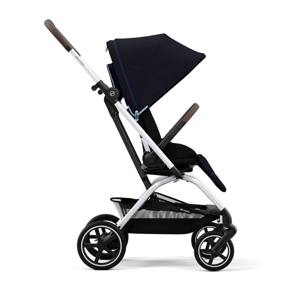 Bambinista-CYBEX-Travel-CYBEX Eezy S Twist+2 Travel System Silver Frame Luxury Bundle CLOUD T I-SIZE and Base with Gold Footmuff - Ocean Blue