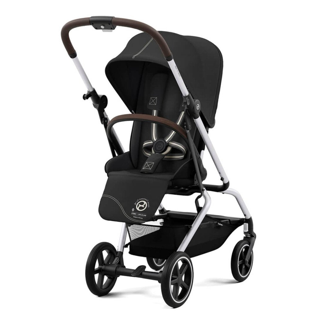 Bambinista-CYBEX-Travel-CYBEX Eezy S Twist+2 Travel System Silver Frame Luxury Bundle CLOUD T I-SIZE and Base with Snogga Footmuff - Moon Black