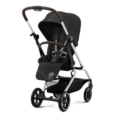 Bambinista-CYBEX-Travel-CYBEX Eezy S Twist+2 Travel System Silver Frame Luxury Bundle CLOUD T I-SIZE and Base with Snogga Footmuff - Moon Black
