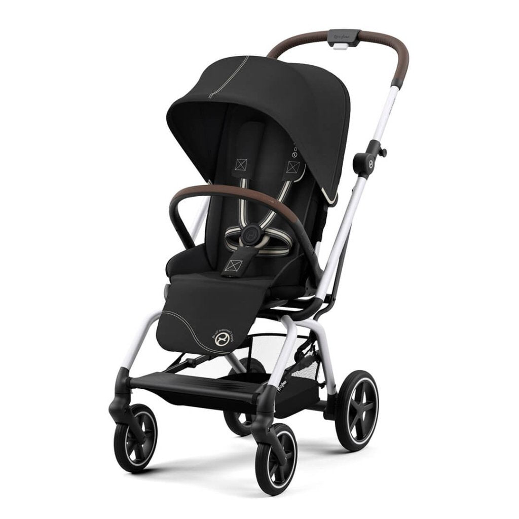 Bambinista-CYBEX-Travel-CYBEX Eezy S Twist+2 Travel System Silver Frame Luxury Bundle CLOUD T I-SIZE and Base with Snogga Footmuff - Moon Black