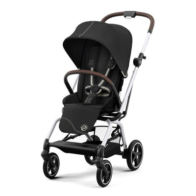 Bambinista-CYBEX-Travel-CYBEX Eezy S Twist+2 Travel System Silver Frame Luxury Bundle CLOUD T I-SIZE and Base with Snogga Footmuff - Moon Black