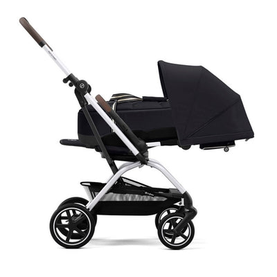 Bambinista-CYBEX-Travel-CYBEX Eezy S Twist+2 Travel System Silver Frame Luxury Bundle CLOUD T I-SIZE and Base with Snogga Footmuff - Moon Black