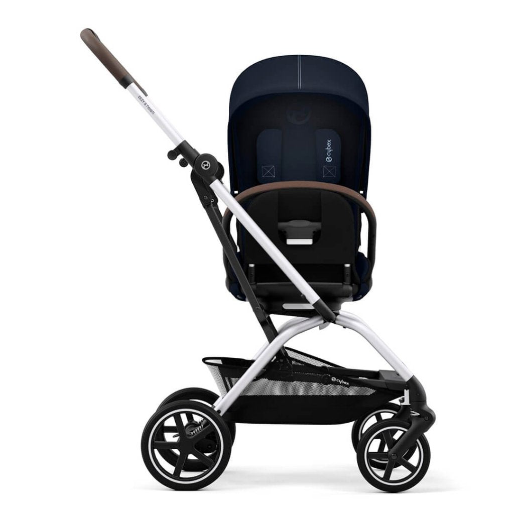 Bambinista-CYBEX-Travel-CYBEX Eezy S Twist+2 Travel System Silver Frame Luxury Bundle CLOUD T I-SIZE and Base with Snogga Footmuff - Ocean Blue