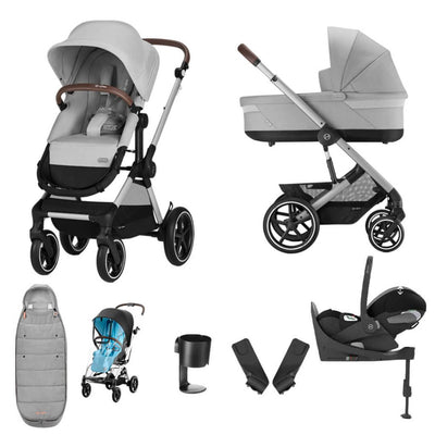 Bambinista-CYBEX-Travel-CYBEX EOS Comfort Bundle Travel System with Aton B2 I-SIZE and Gold Footmuff - Lava Grey