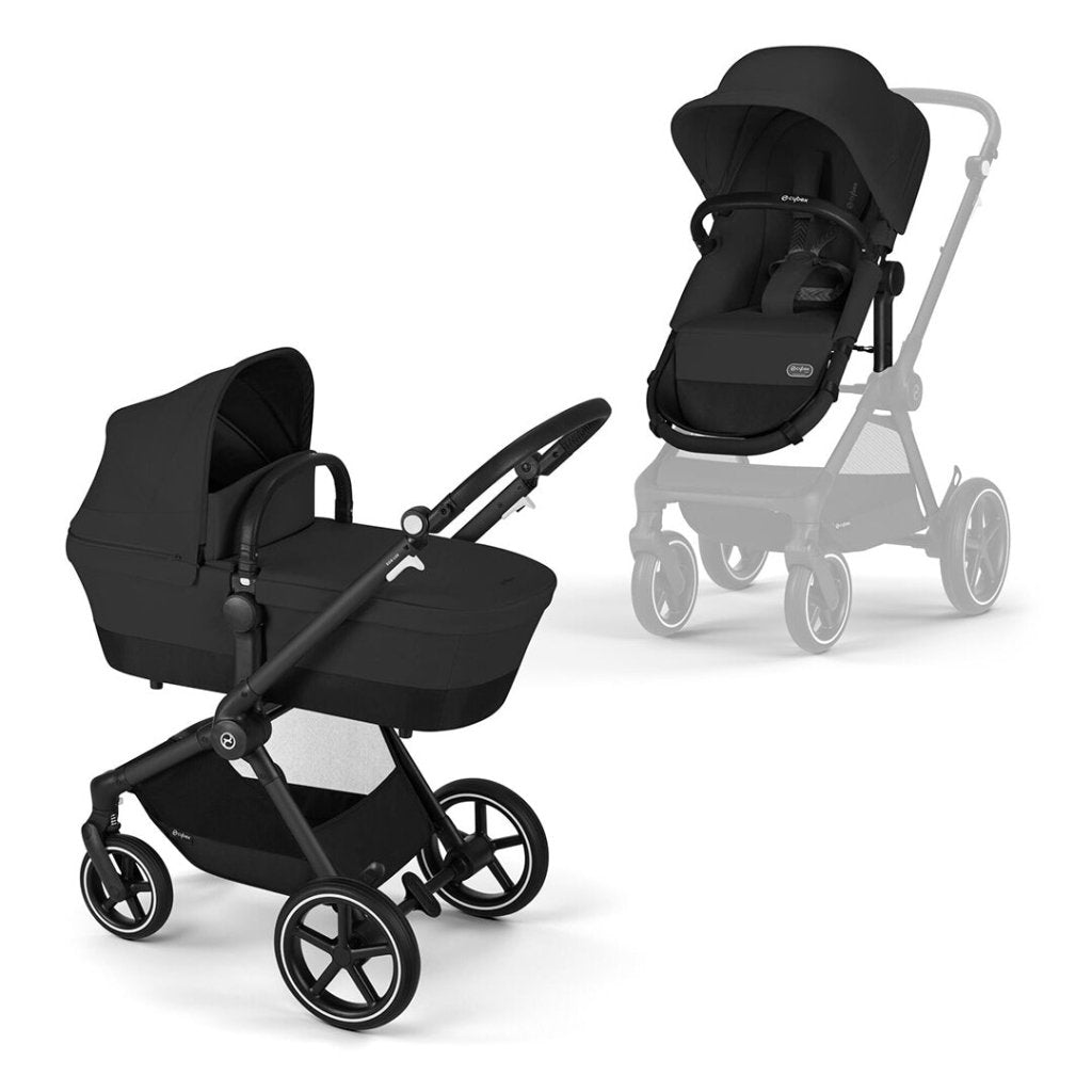 Bambinista-CYBEX-Travel-CYBEX EOS Comfort Bundle Travel System with Aton B2 I-SIZE and Gold Footmuff - Moon Black