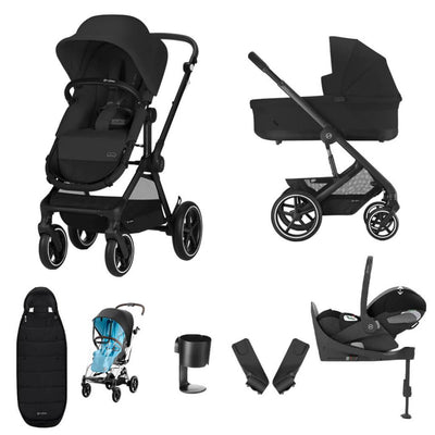 Bambinista-CYBEX-Travel-CYBEX EOS Comfort Bundle Travel System with Aton B2 I-SIZE and Gold Footmuff - Moon Black