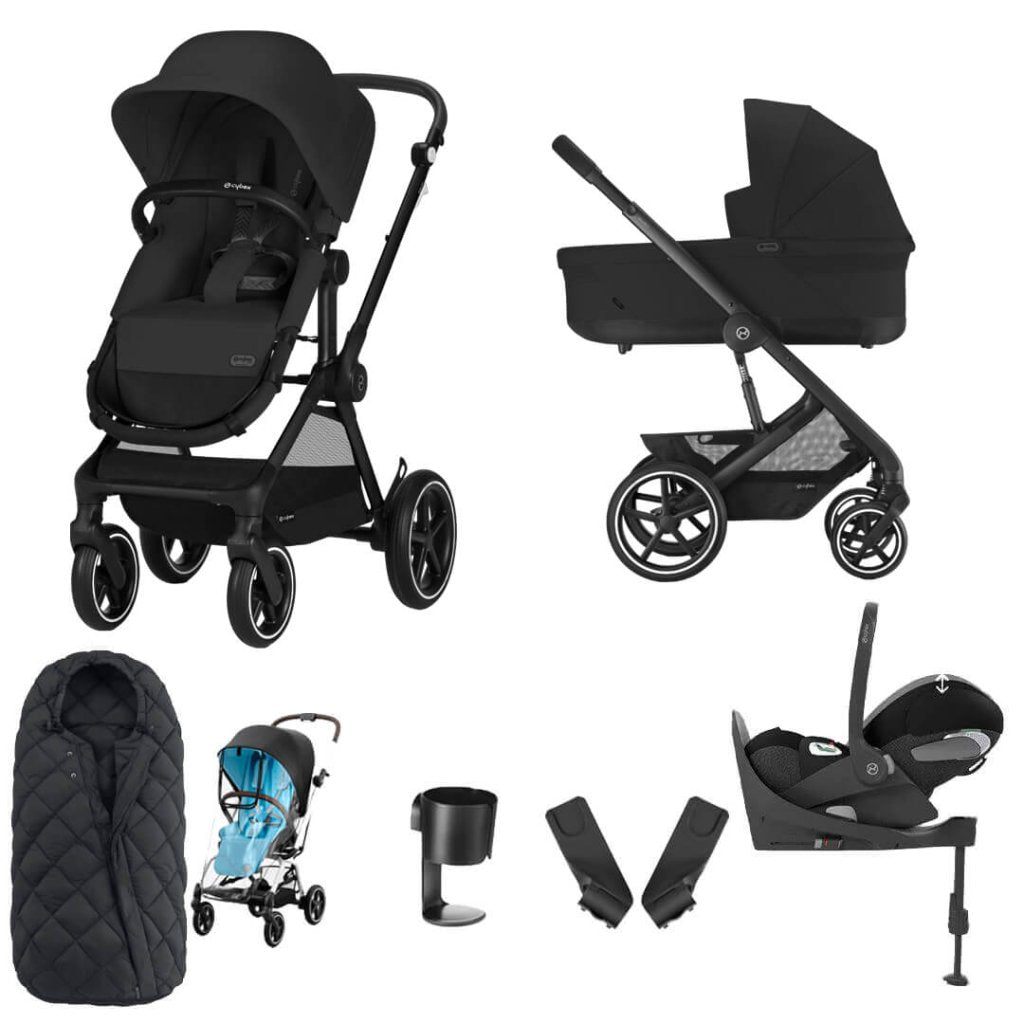 Bambinista-CYBEX-Travel-CYBEX EOS Comfort Bundle Travel System with Aton B2 I-SIZE and Snogga Footmuff - Moon Black