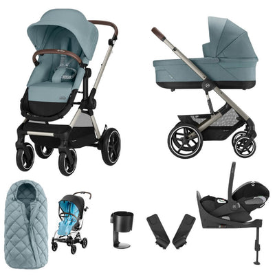 Bambinista-CYBEX-Travel-CYBEX EOS Comfort Bundle Travel System with Aton B2 I-SIZE and Snogga Footmuff - Sky Blue