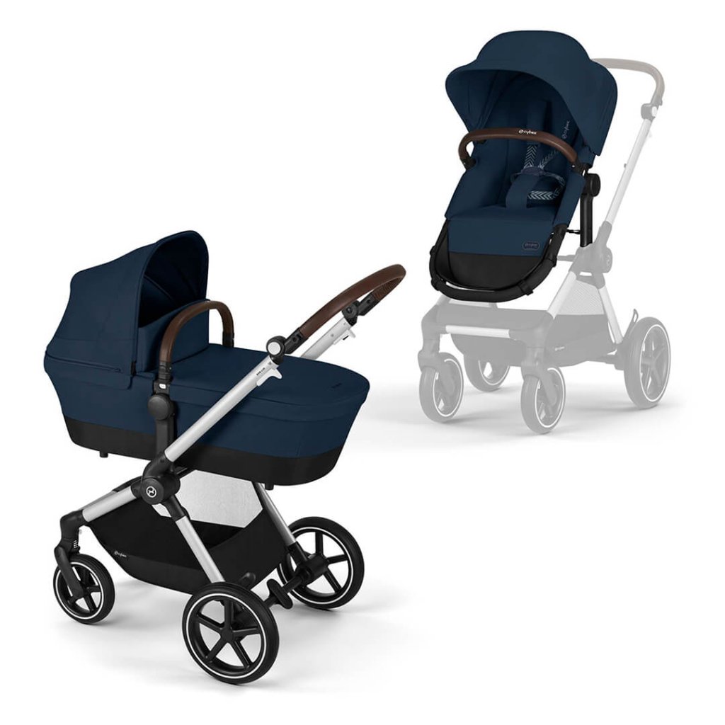 Bambinista-CYBEX-Travel-CYBEX EOS Luxury Travel System CLOUD T I-SIZE with Gold Footmuff - Ocean Blue