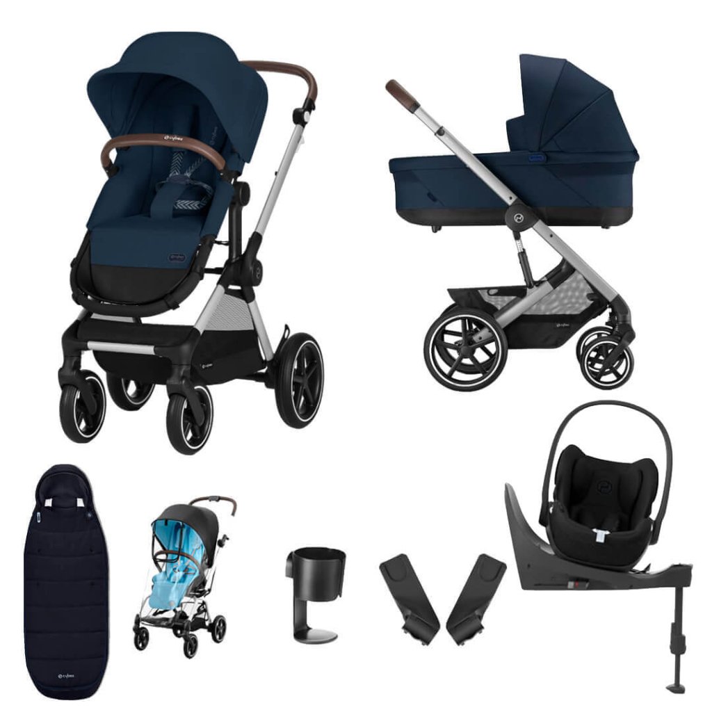 Bambinista-CYBEX-Travel-CYBEX EOS Luxury Travel System CLOUD T I-SIZE with Gold Footmuff - Ocean Blue