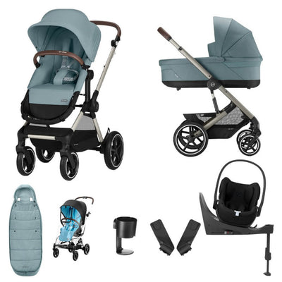 Bambinista-CYBEX-Travel-CYBEX EOS Luxury Travel System CLOUD T I-SIZE with Gold Footmuff - Sky Blue