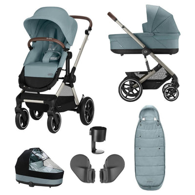 Bambinista-CYBEX-Travel-CYBEX EOS Travel System Essential Bundle with Gold Footmuff - Sky Blue