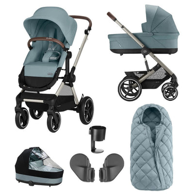 Bambinista-CYBEX-Travel-CYBEX EOS Travel System Essential Bundle with Snogga Footmuff - Sky Blue (2023 New Generation)