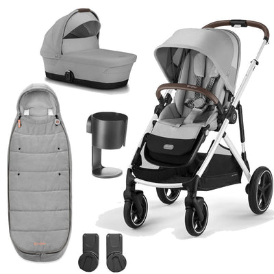 Bambinista-CYBEX-Travel-CYBEX Gazelle S Travel System (5 Piece) Essential Bundle With Gold Footmuff - Lava Grey (2023 New Generation)