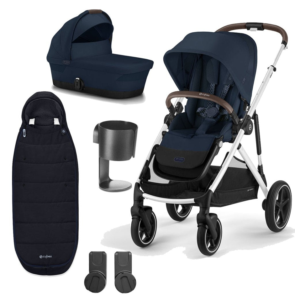 Bambinista-CYBEX-Travel-CYBEX Gazelle S Travel System (5 Piece) Essential Bundle With Gold Footmuff - Ocean Blue (2023 New Generation)