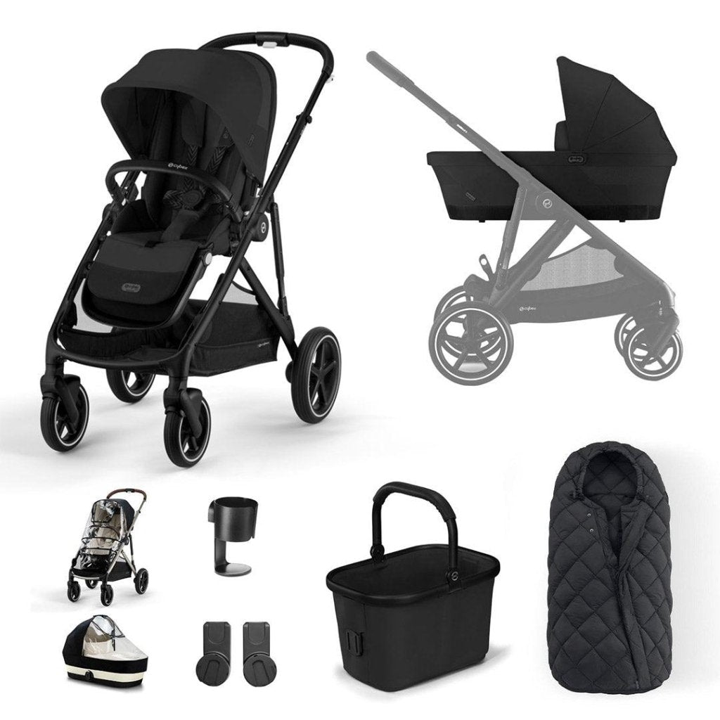 Bambinista-CYBEX-Travel-CYBEX Gazelle S Travel System (5 Piece) Essential Bundle With Snogga - Moon Black (2023 New Generation)